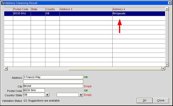 Address Cleansing Result